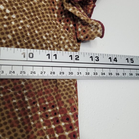 Vintage 90s y2k A Byer brown tan semi sheer ruffle sleeve rustic going out top - Picture 5 of 6